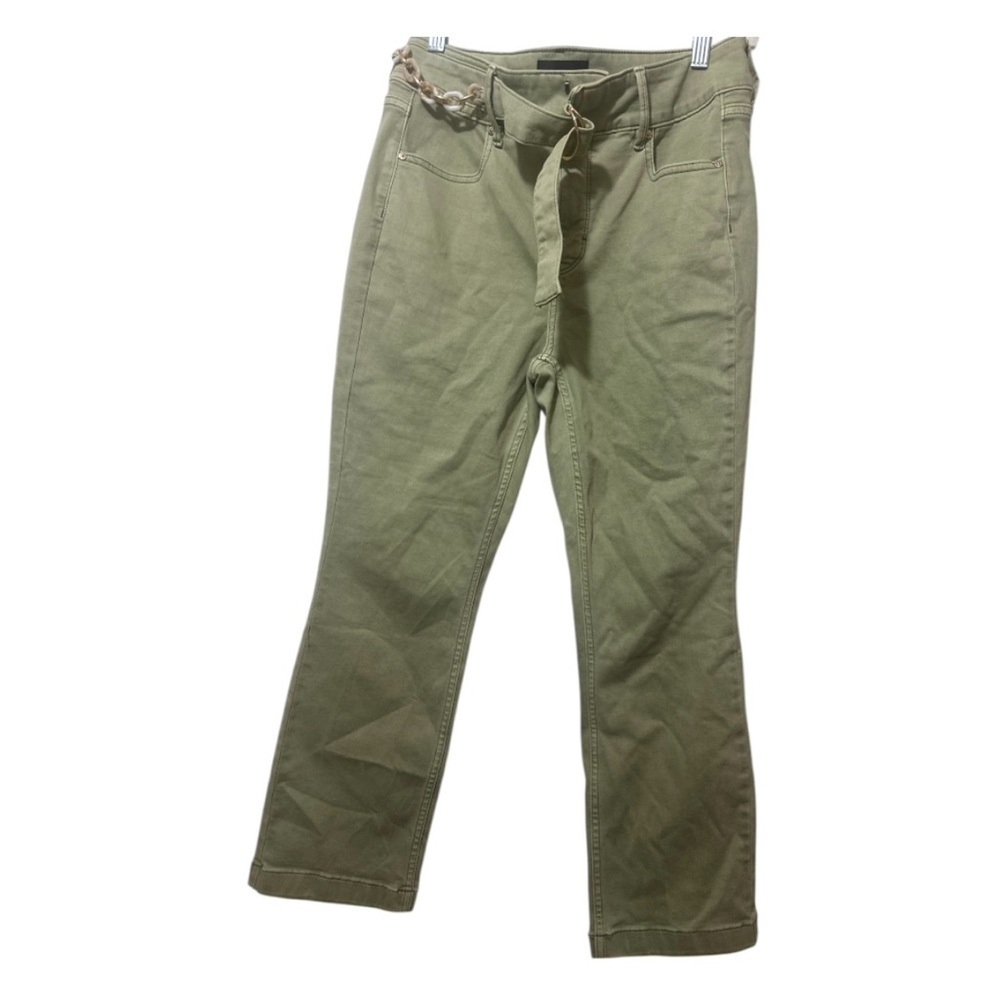 White House Black Market Green Chinos with Tie Belt